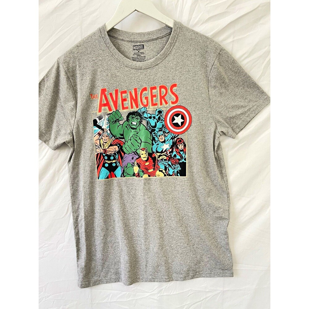 Marvel Men's M Gray Avengers Graphic Crew Neck Short Sleeve Regular Fit Tee